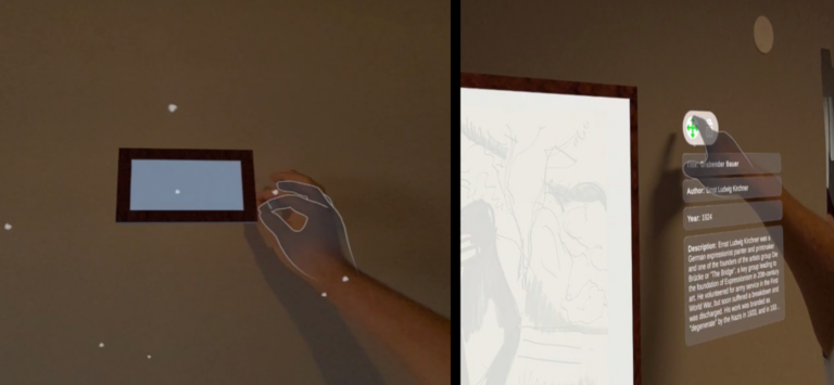 Pinch & Place:
Place frames directly on your walls with natural hand gestures, no controllers needed.